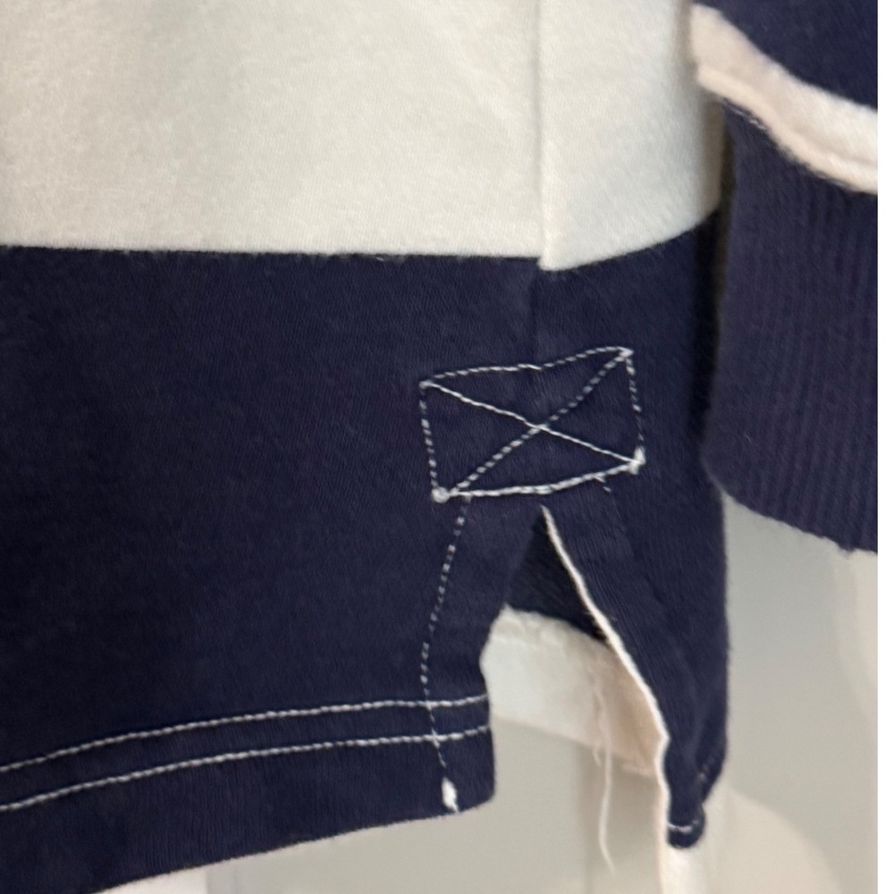 Aerie Striped Rugby Sweatshirt Womens S Navy Nautical  Oversized Prep Rally - Picture 7 of 16
